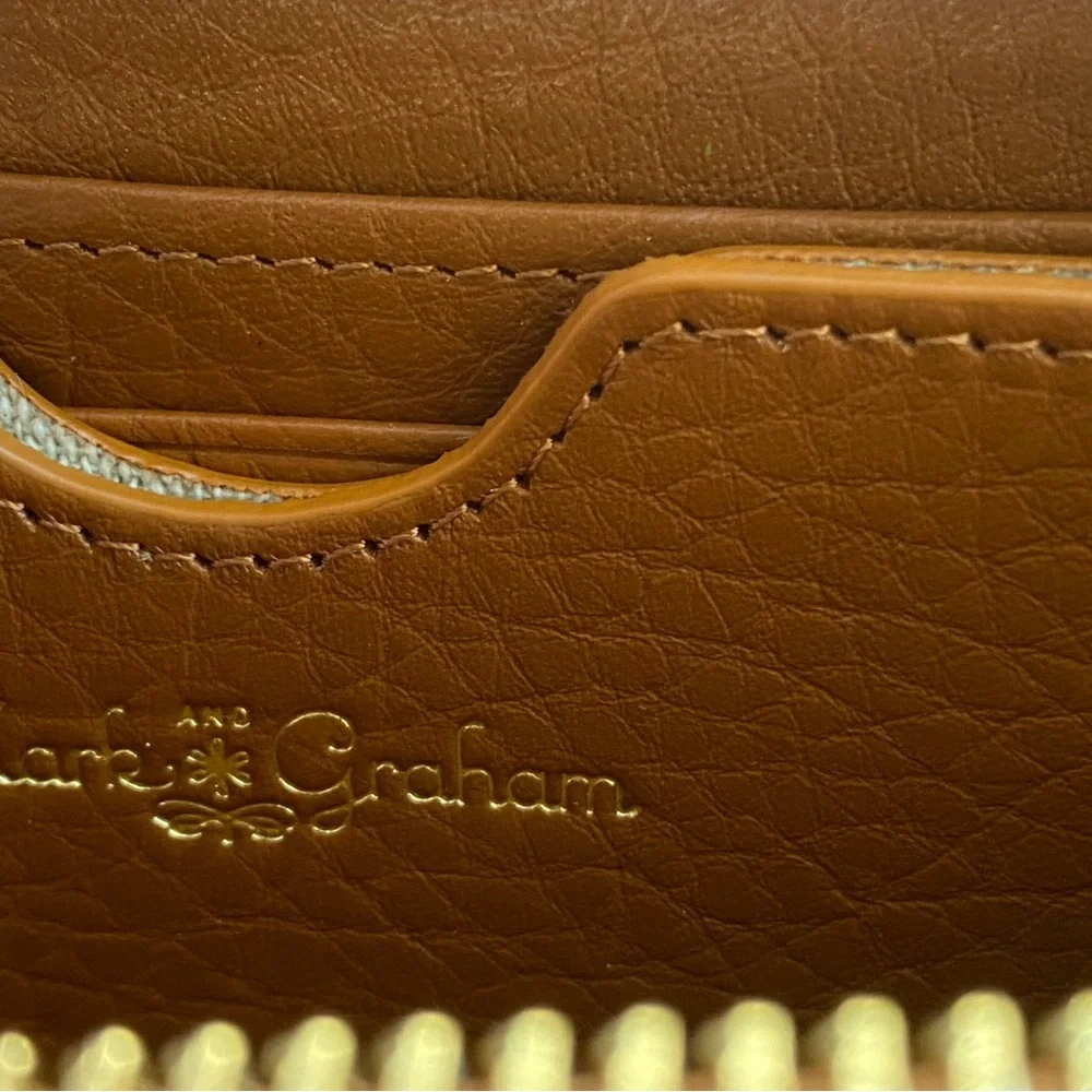 Mark & Graham brown leather monogrammed wallet